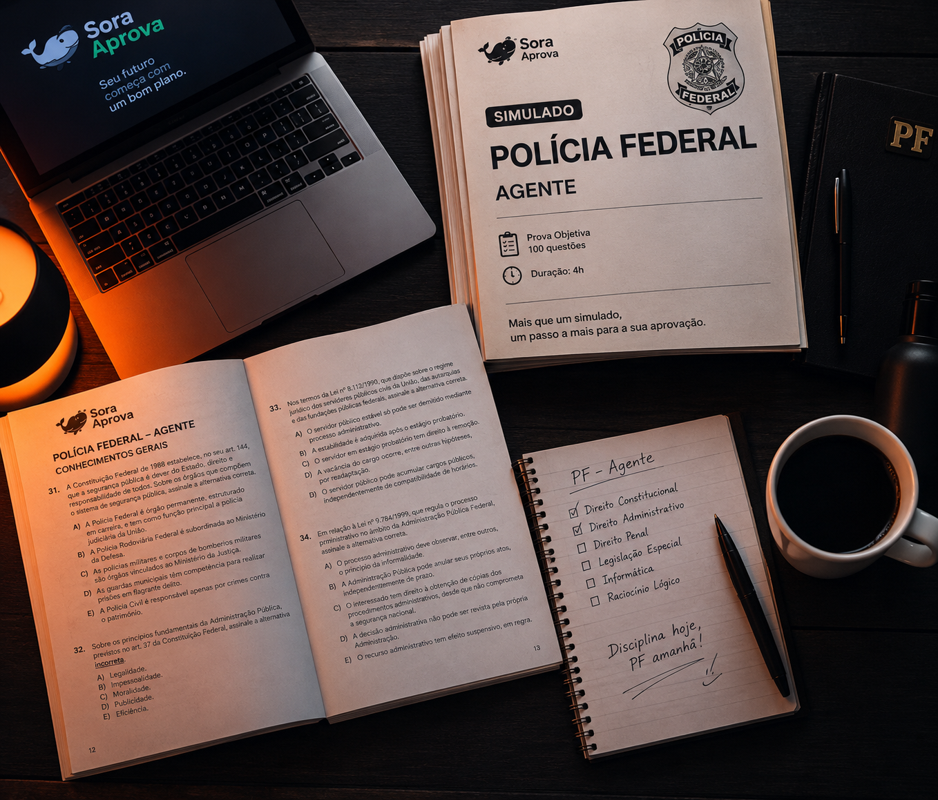 Simulado em andamento, com questão e folha de respostas